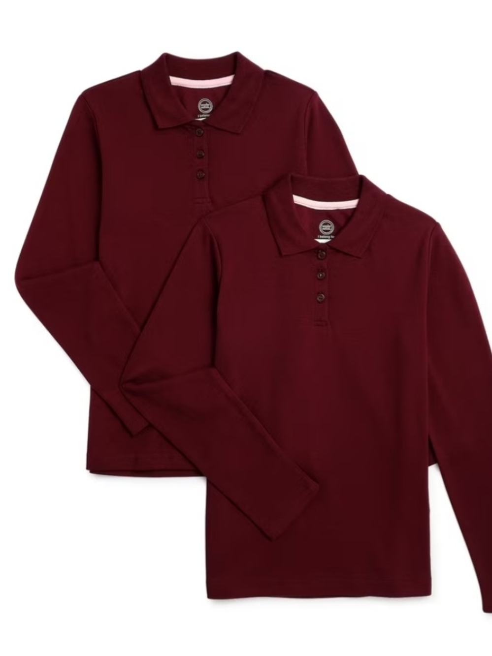 2 Pack Wonder Nation Polo Shirt Girls Size S 6-6X School Uniform Long Sleeve